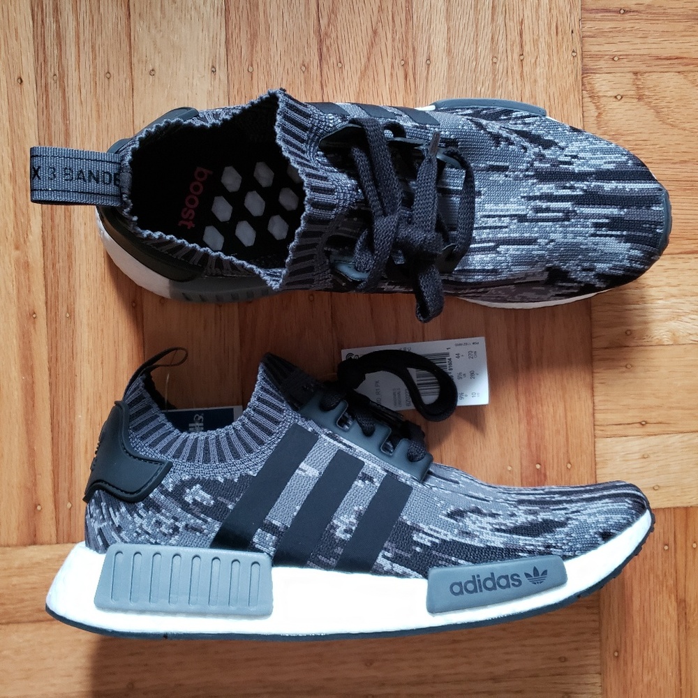 ADIDAS NMD R1 Primeknit Glitch Camo Black Gray